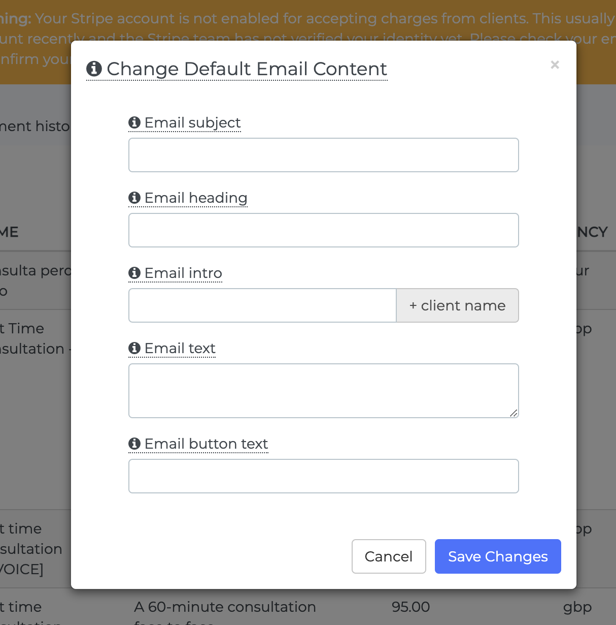 change default email content